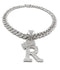 VVS Jewelry Silver Crowned Initial Cuban Pendant Chain