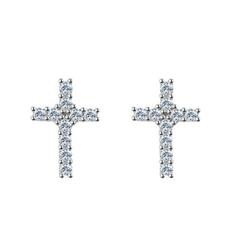 Cross 925 Silver Moissanite Iced Cross Earrings
