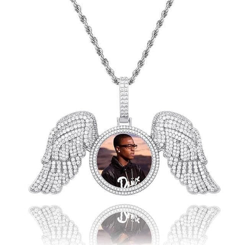 Fully Iced Angel Wings Custom Photo Chain