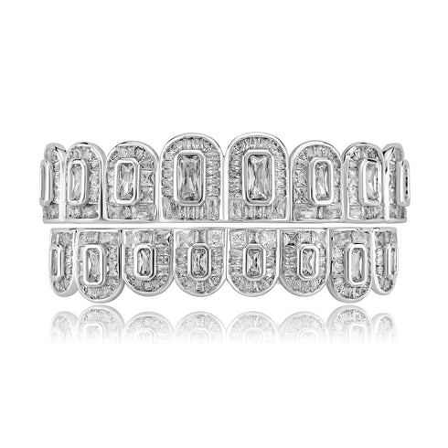 Fully Rectangle Cut Baguette Iced Out Grillz