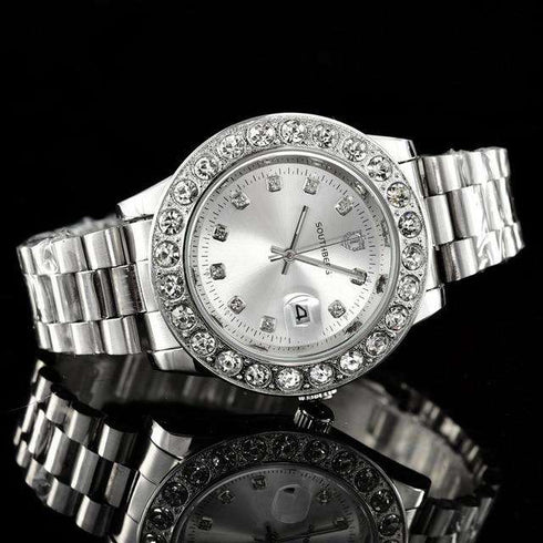 Gold Rollie Style Watch in Rotatable Bezel Sapphire Glass