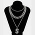 Gold/Silver Cuban Tennis Dollar Sign Choker Bundle