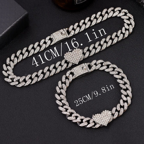 Miami Heart Cuban Chain and FREE Bracelet Bundle