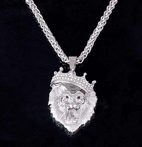 14k Gold Plated Fluorescent Lion Head Pendant Necklace