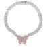 VVS Jewelry Pink Silver Butterfly Miami Cuban Choker
