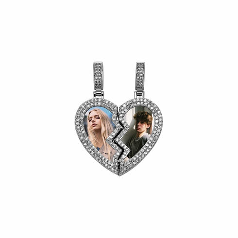 Couple Custom Heart Photo Pendant Necklace