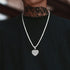 Fully Iced Custom Heart Baguette Photo Pendant Necklace