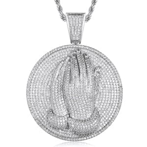 VVS Jewelry Micro Pave Circle Praying Hands