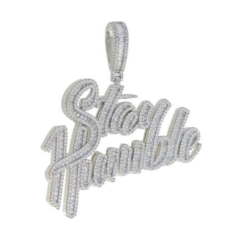 18K Gold "Stay Humble" Baguette Pendant Necklace