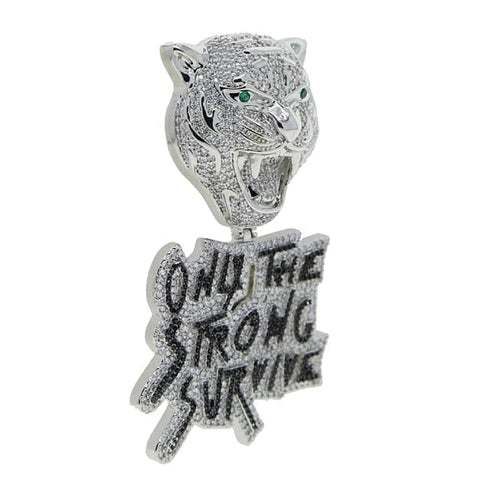Iced Out Tiger "Only The Strong Survive" Pendant Chain