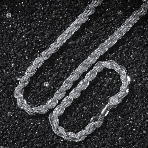 9mm Iced Out Thick Rope Chain and Bracelet Bundle