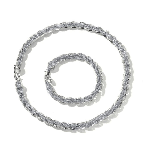 9mm Iced Out Thick Rope Chain and Bracelet Bundle