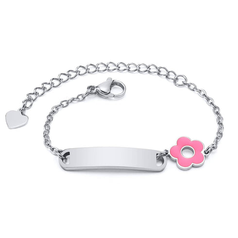 Custom Name Engraved Adjustable Baby Bracelet with Charm