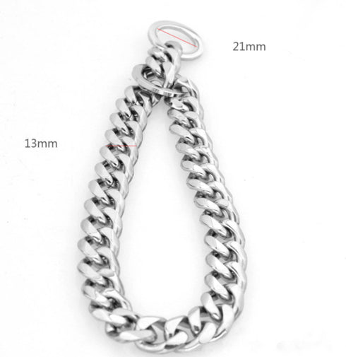 Silver Titanium Cuban Link Dog Collar