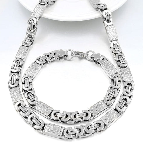 VVS Jewelry Flat Byzantine Chain +FREE Bracelet Bundle