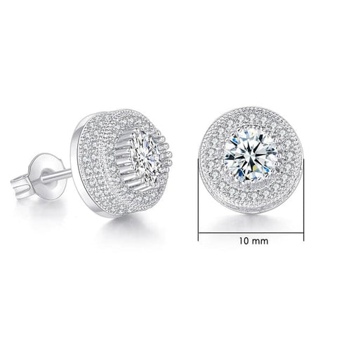 VVS Jewelry Iced Button Stud Earrings