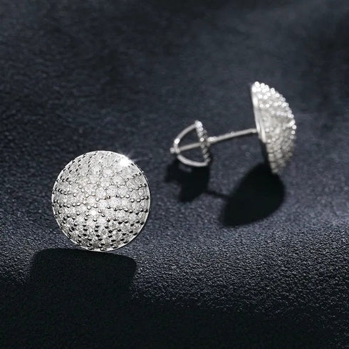 VVS Moissanite Button Round Stud Earrings