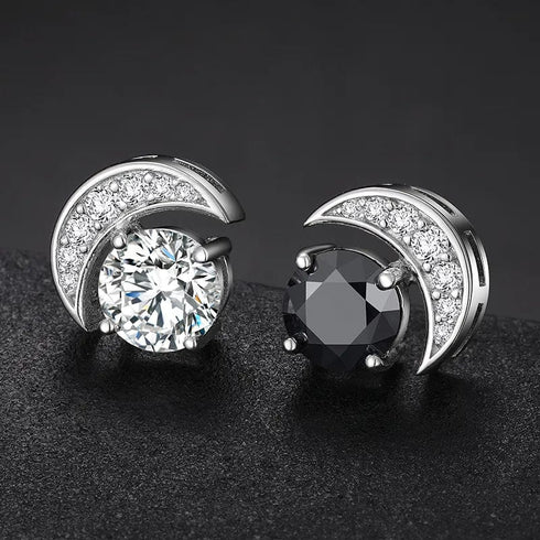 VVS Moissanite Moon S925 Silver Stud Earrings