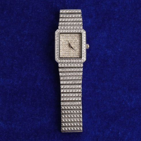 Women's Fully Iced Square Bling Watch