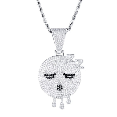 Sleepy Head Dripping Emoji Pendant + Chain