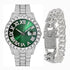 Fully Iced Bling Watch + Cuban Bracelet Bundle