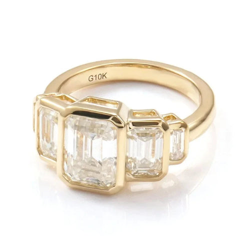 10K Gold Emerald Cut 2CT Moissanite Engagement Ring