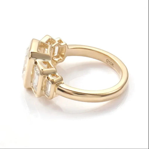 10K Gold Emerald Cut 2CT Moissanite Engagement Ring