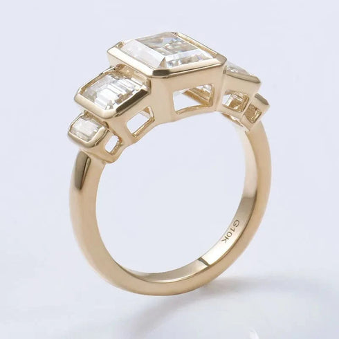 10K Gold Emerald Cut 2CT Moissanite Engagement Ring