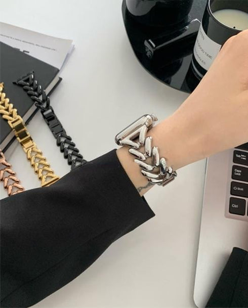 Stainless Steel Chunky Cuban Apple Watch Band
