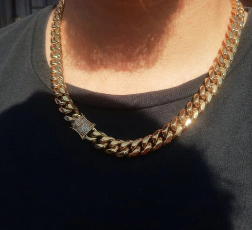 Stainless Steel Gold Miami Cuban Chain - Big & Heavy