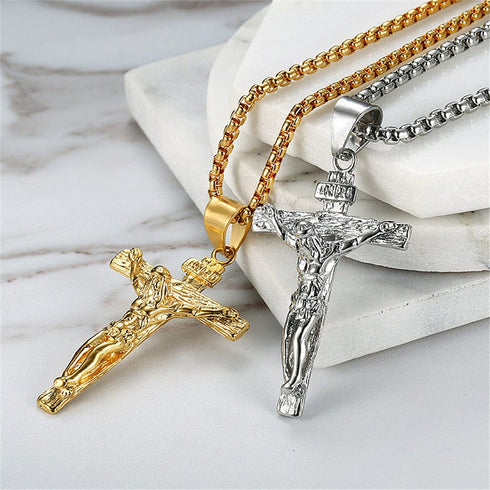 Stainless Steel INRI Crucifix Pendant Chain
