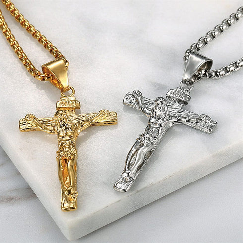 Stainless Steel INRI Crucifix Pendant Chain
