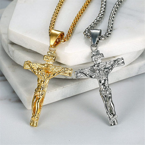 Stainless Steel INRI Crucifix Pendant Chain