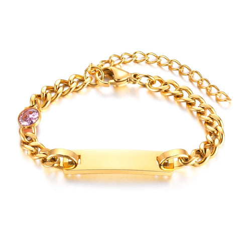 Custom Baby Engraved Name Bracelet with Birthstone