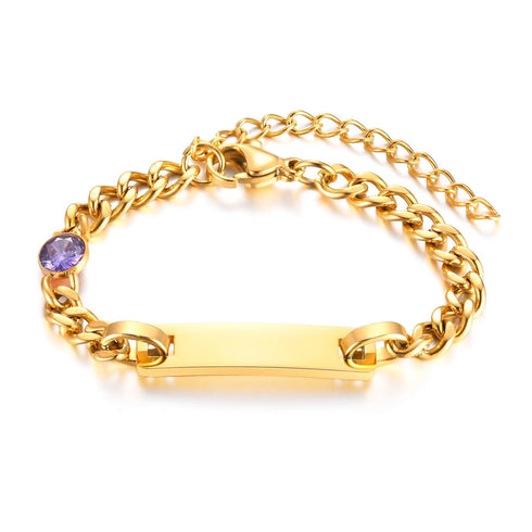 Custom Baby Engraved Name Bracelet with Birthstone