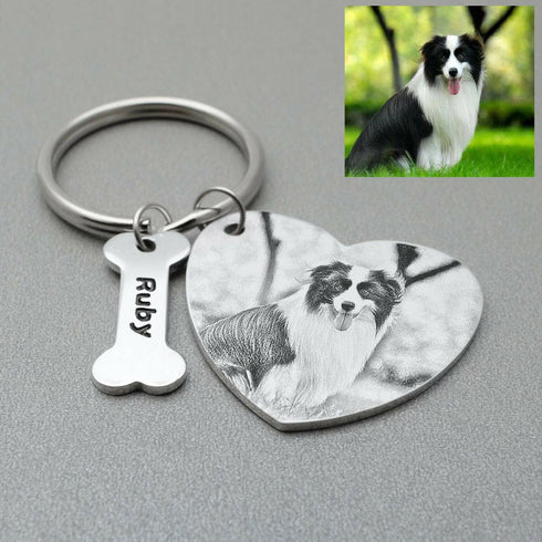 Custom Name and Photo Keychain Pet Jewelry