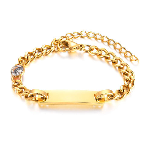 Custom Baby Engraved Name Bracelet with Birthstone