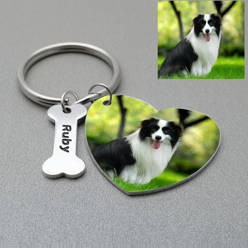 Custom Name and Photo Keychain Pet Jewelry