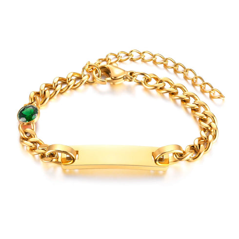 Custom Baby Engraved Name Bracelet with Birthstone