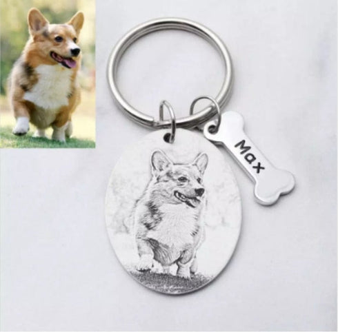 Custom Name and Photo Keychain Pet Jewelry