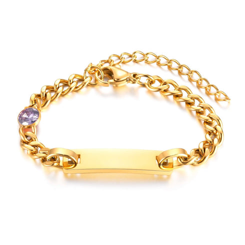 Custom Baby Engraved Name Bracelet with Birthstone