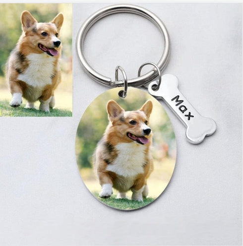 Custom Name and Photo Keychain Pet Jewelry