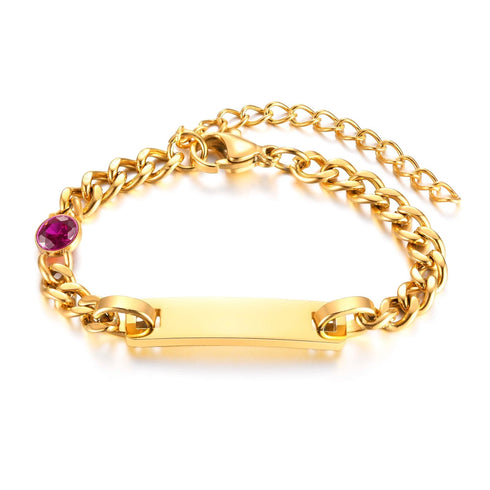 Custom Baby Engraved Name Bracelet with Birthstone
