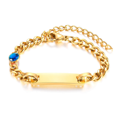 Custom Baby Engraved Name Bracelet with Birthstone