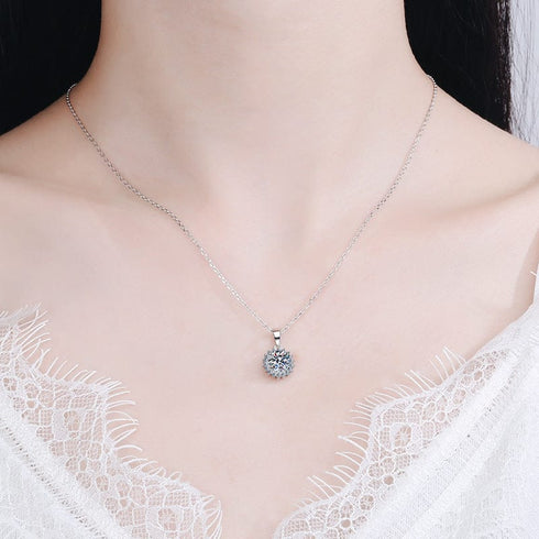 Sunflower 5CT Moissanite Sterling Silver Necklace