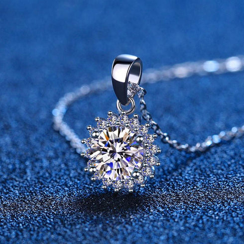 Sunflower 5CT Moissanite Sterling Silver Necklace