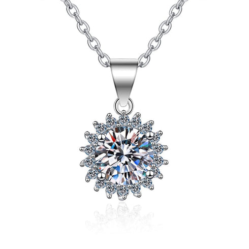 Sunflower 5CT Moissanite Sterling Silver Necklace