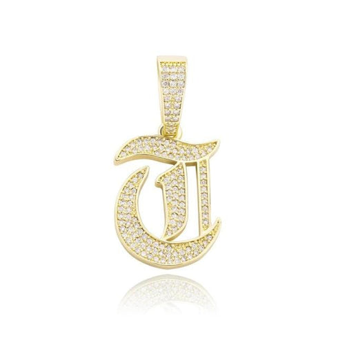 VVS Jewelry Old English Initial Pendant Necklace