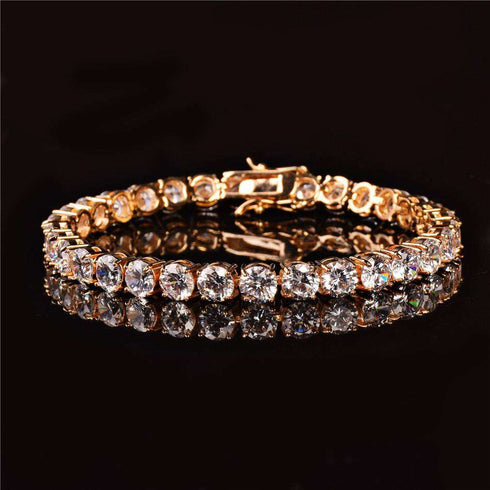 VVS Jewelry Premium 6mm 24k Gold Tennis Bracelet + Free Cuban Bracelet Bundle (Today Only)