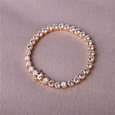 VVS Jewelry Premium 6mm 24k Gold Tennis Bracelet + Free Cuban Bracelet Bundle (Today Only)